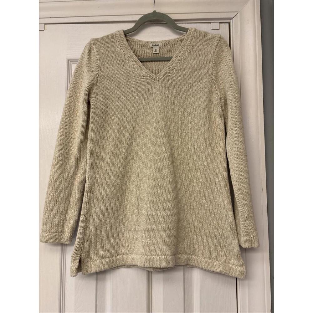 L.L. Bean Cream V-Neck Sweater